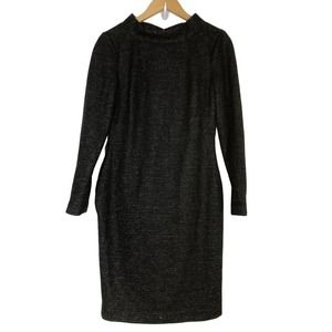 Badgley Mischka Dress Mock Neck Sheath Dark Gray 6